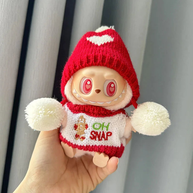 17cm Labubu I II Cute Plush Doll'S Clothes Idol Dolls Sitting Party Christmas Clothing Sweater Accessories For Korea Kpop Exo
