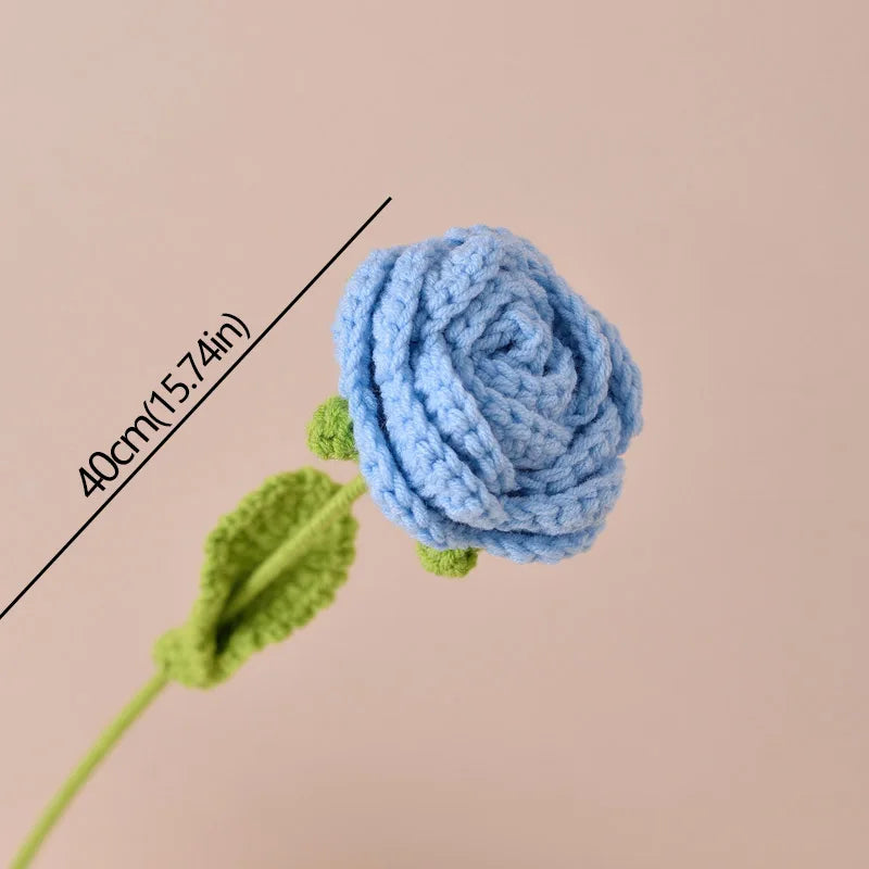 Hand-Knitted Crochet Rose Bouquet | Artificial Flowers for Wedding, Valentine's, and Home Decor